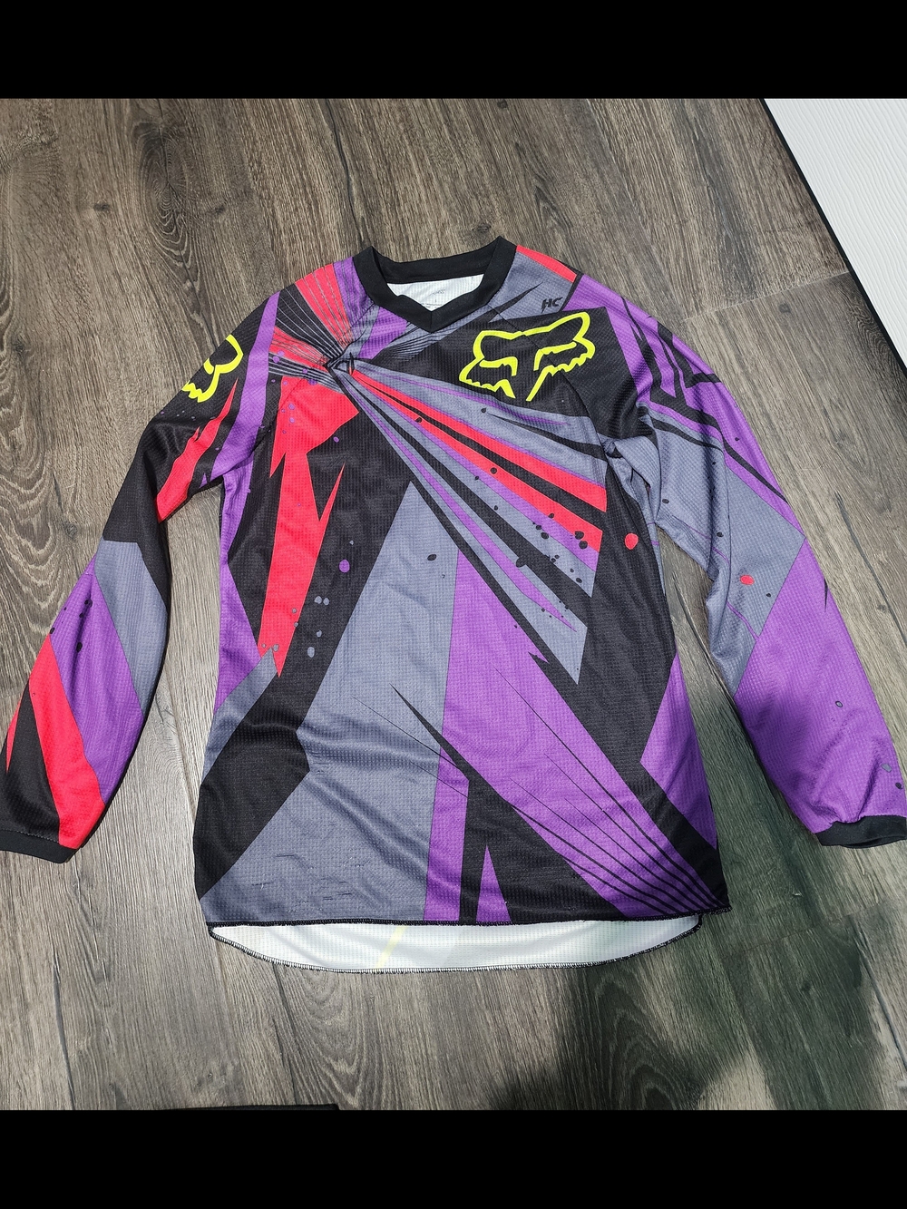 Womens Small FOX Motocross Moto Jersey Colorful V-Neck
